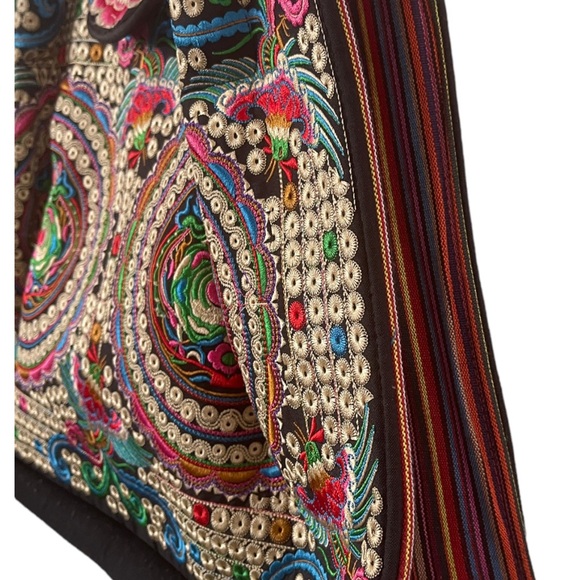 Embroidered Bohemian Handbag Purse Tote bag  with Quetzal‎ Birds - Picture 3 of 8